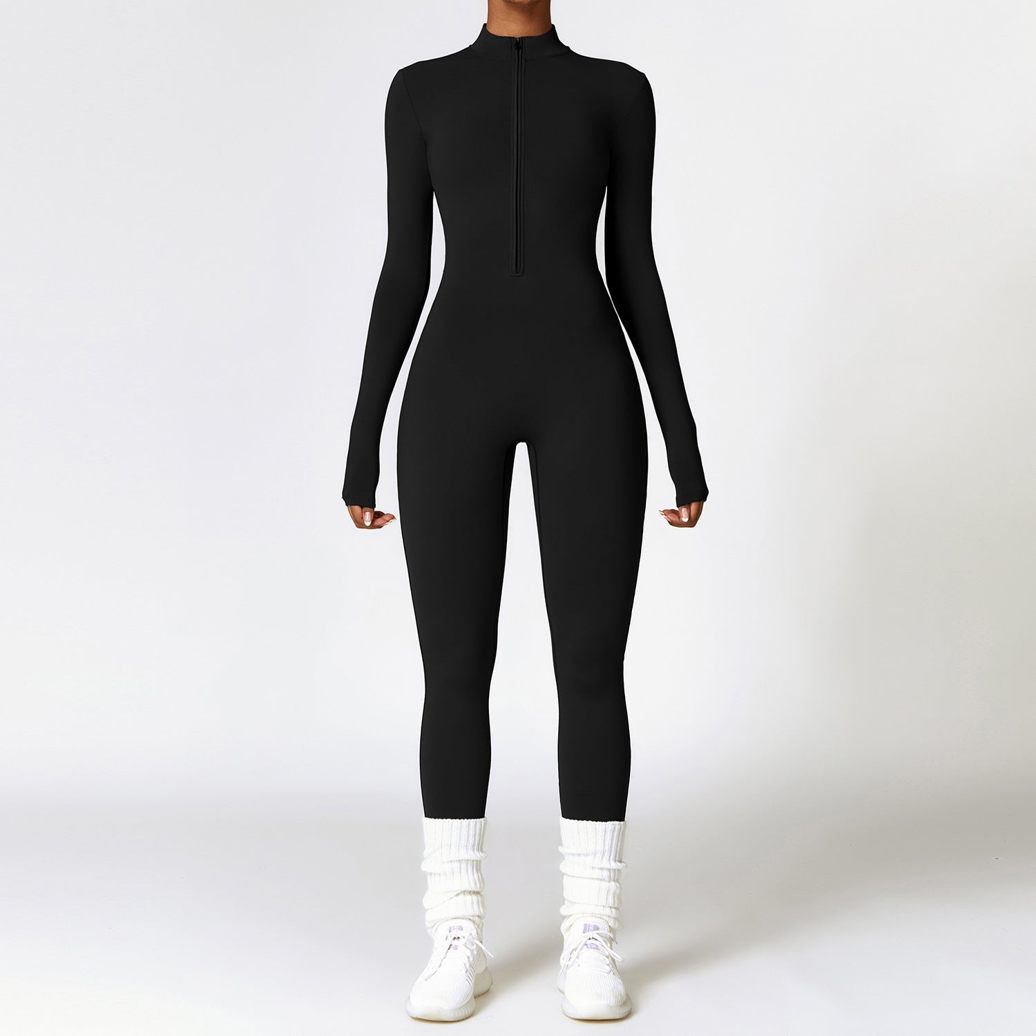 Zip Jumpsuit | Stretch Poly-Spandex | High Neck & Bodycon Fit