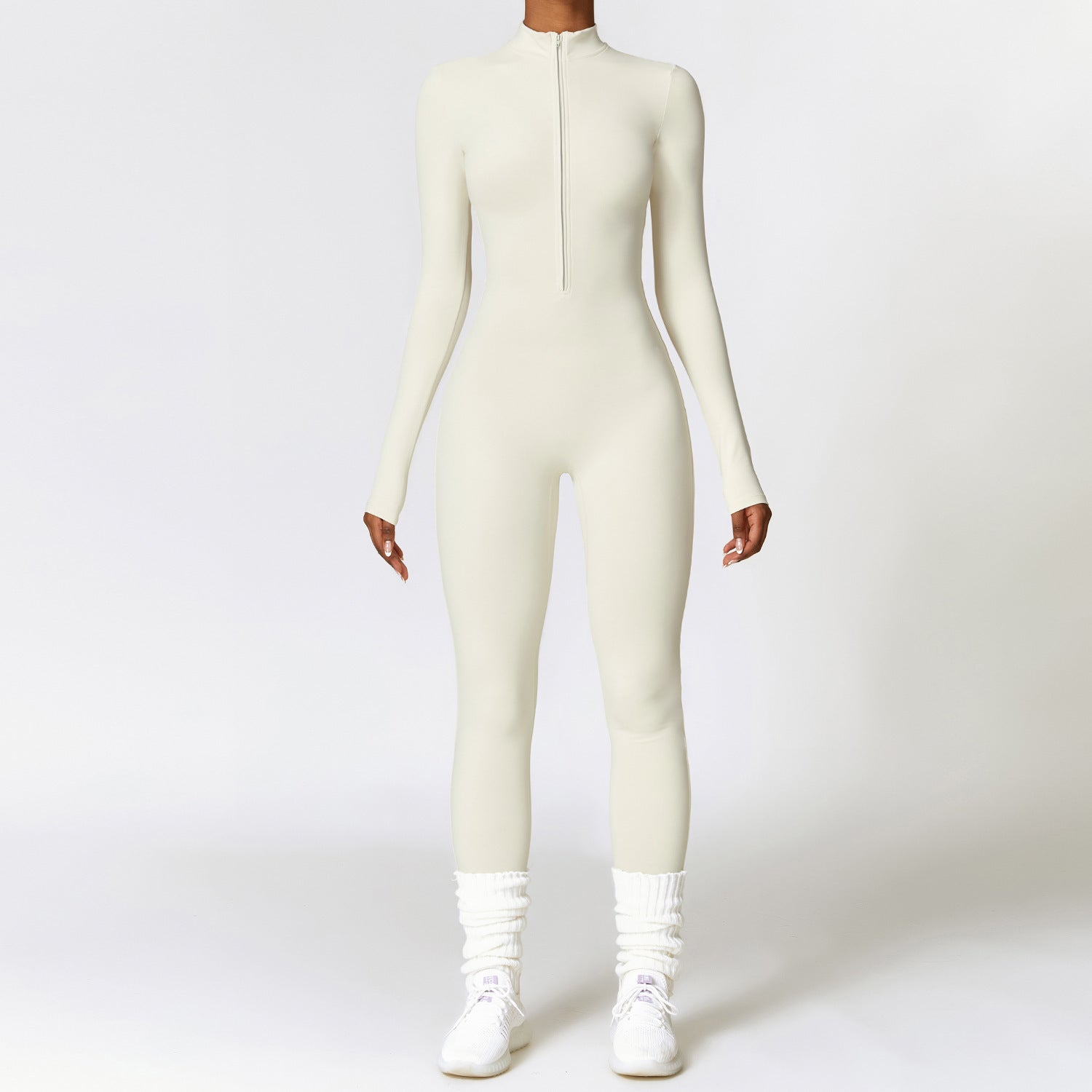 Zip Jumpsuit | Stretch Poly-Spandex | High Neck & Bodycon Fit