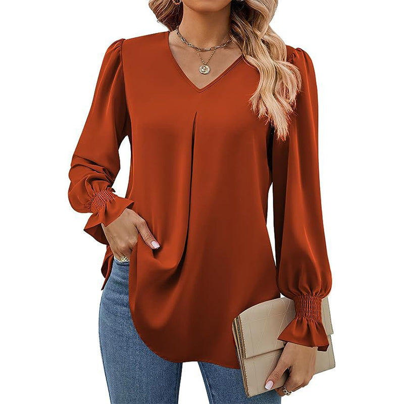 Blusa con Scollo a V | Maniche a Palloncino | Elegante e Versatile